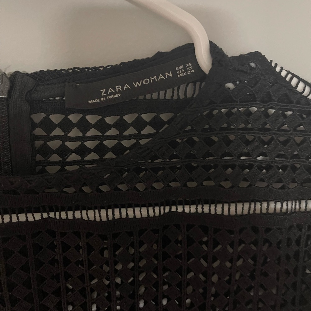 Zara Black Long Sleeve Crochet Dress - Picture 2 of 4